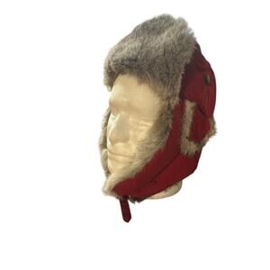 Mad Bomber trapper hat red rabbit fur lined bomber cap sz large ear flaps